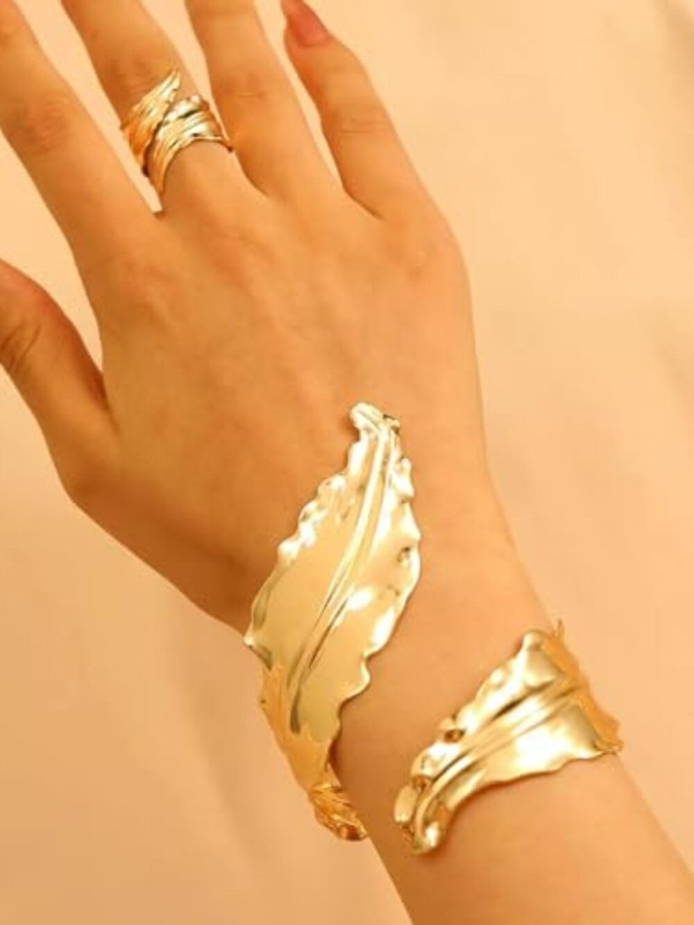 Gold Jewelry Sets for Women Bangle Ring Set
